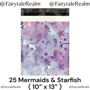 10”x13” Mermaids & Starfish ( 25 ) Poly Mailers, Shipping Envelopes, Gift Bags